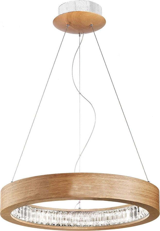 Lampadario-Contemporaneo-Libe-Metallo/Legno-Rovere-E-Cristallo-Led-90W