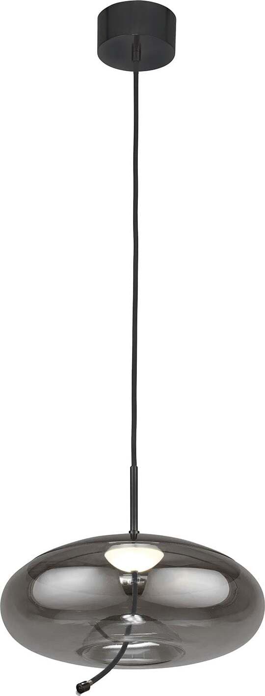 Lampadario-Contemporaneo-Lisbona-Acciaio-Cromo-Vetro-Nero-Led-6W-2700K