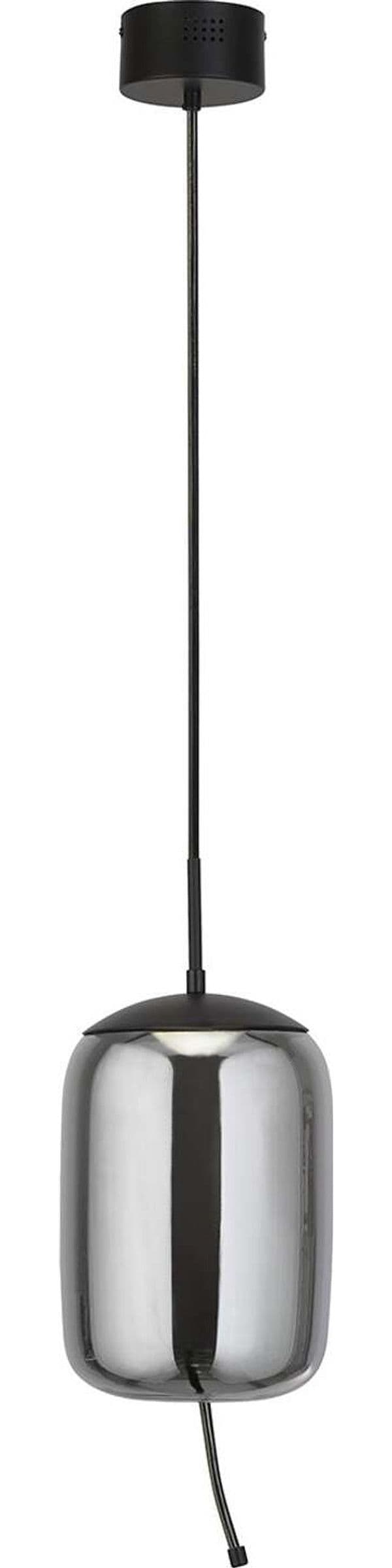 Lampadario-Contemporaneo-Lisbona-Acciaio-Nero-Vetro-Fumè-Led-6W-2700K