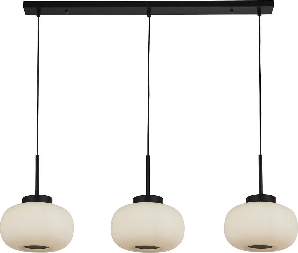 Lampadario-Contemporaneo-Lumina-Acciaio-Bianco-Vetro-Nero-3-Luci-E27