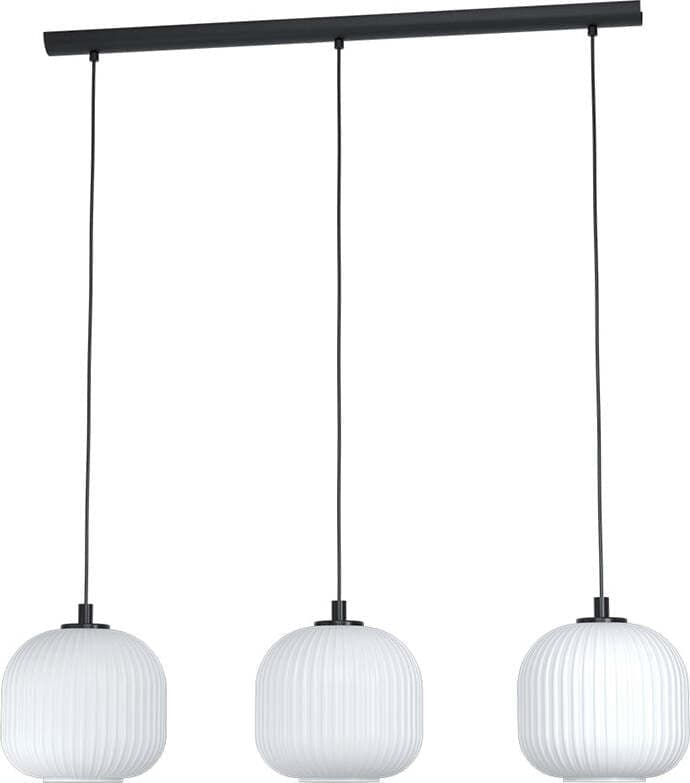 Lampadario-Contemporaneo-Mantunalle-3-Luci-Acciaio-Nero-Vetro-Bianco