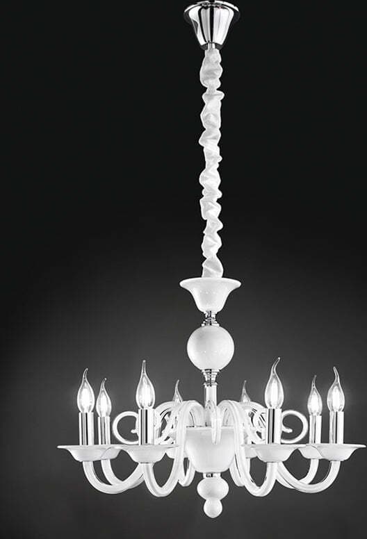 Lampadario-Contemporaneo-Metallo-Bougie-Bianco-6-Luci-E14-Piccolo