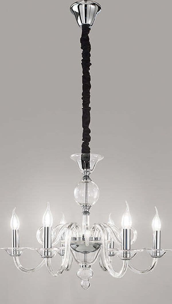 Lampadario-Contemporaneo-Metallo-Bougie-Trasparente-6-Luci-E14