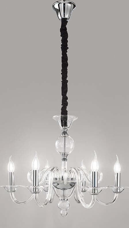 Lampadario-Contemporaneo-Metallo-Bougie-Trasparente-6-Luci-E14