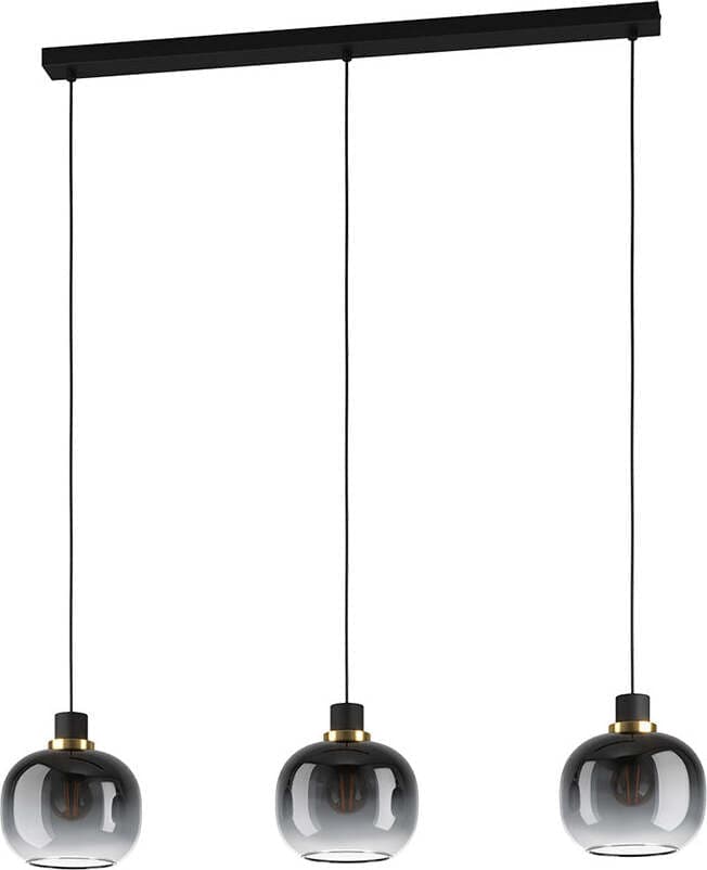 Lampadario-Contemporaneo-Oilella-3-Luci-Acciaio-Nero-E-Ottone-Diffusore-Nero