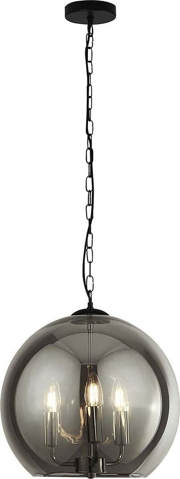 Lampadario-Contemporaneo-Sagittario-Acciaio-Cromo-Vetro-Fumè-3-Luci-E14