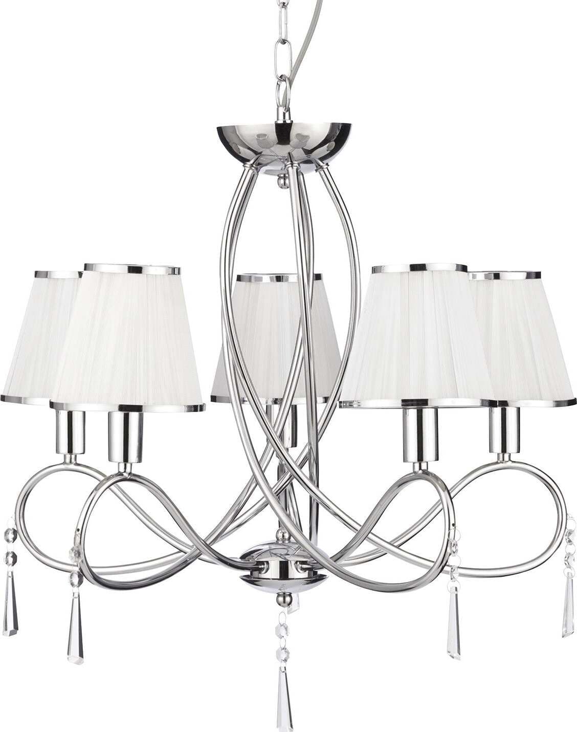 Lampadario-Contemporaneo-Semplicità-Acciaio-Cromo-Vetro-5-Luci-E14