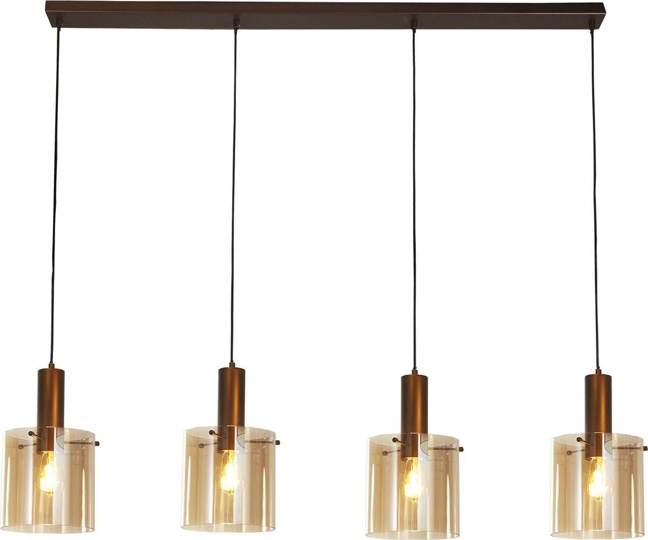 Lampadario-Contemporaneo-Svezia-Acciaio-Marrone-Vetro-4-Luci-E27