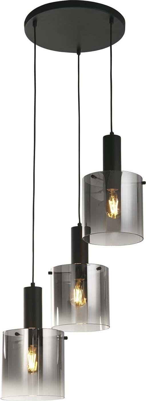 Lampadario-Contemporaneo-Svezia-Acciaio-Nero-Vetro-3-Luci-E27