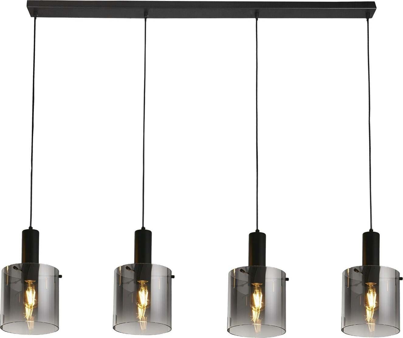 Lampadario-Contemporaneo-Svezia-Acciaio-Nero-Vetro-4-Luci-E27