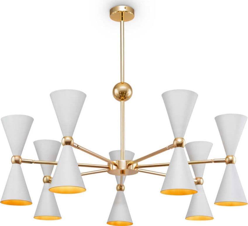 Lampadario-Contemporaneo-Vesper-In-Metallo-Bianco-E-Oro-14-Luci