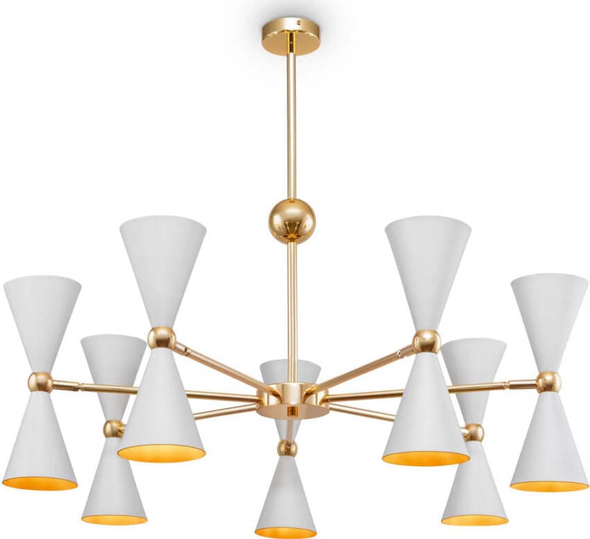 Lampadario-Contemporaneo-Vesper-In-Metallo-Bianco-E-Oro-14-Luci