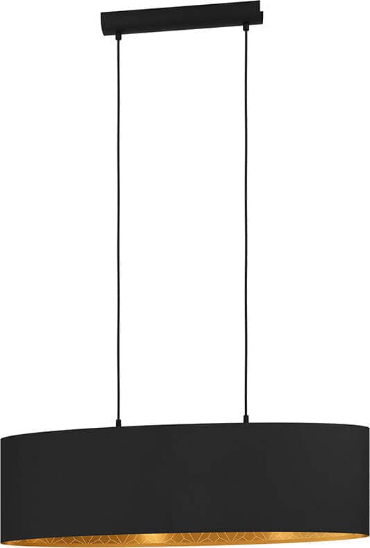 Lampadario-Contemporaneo-Zaragoza-2-Luci-Acciaio-Nero