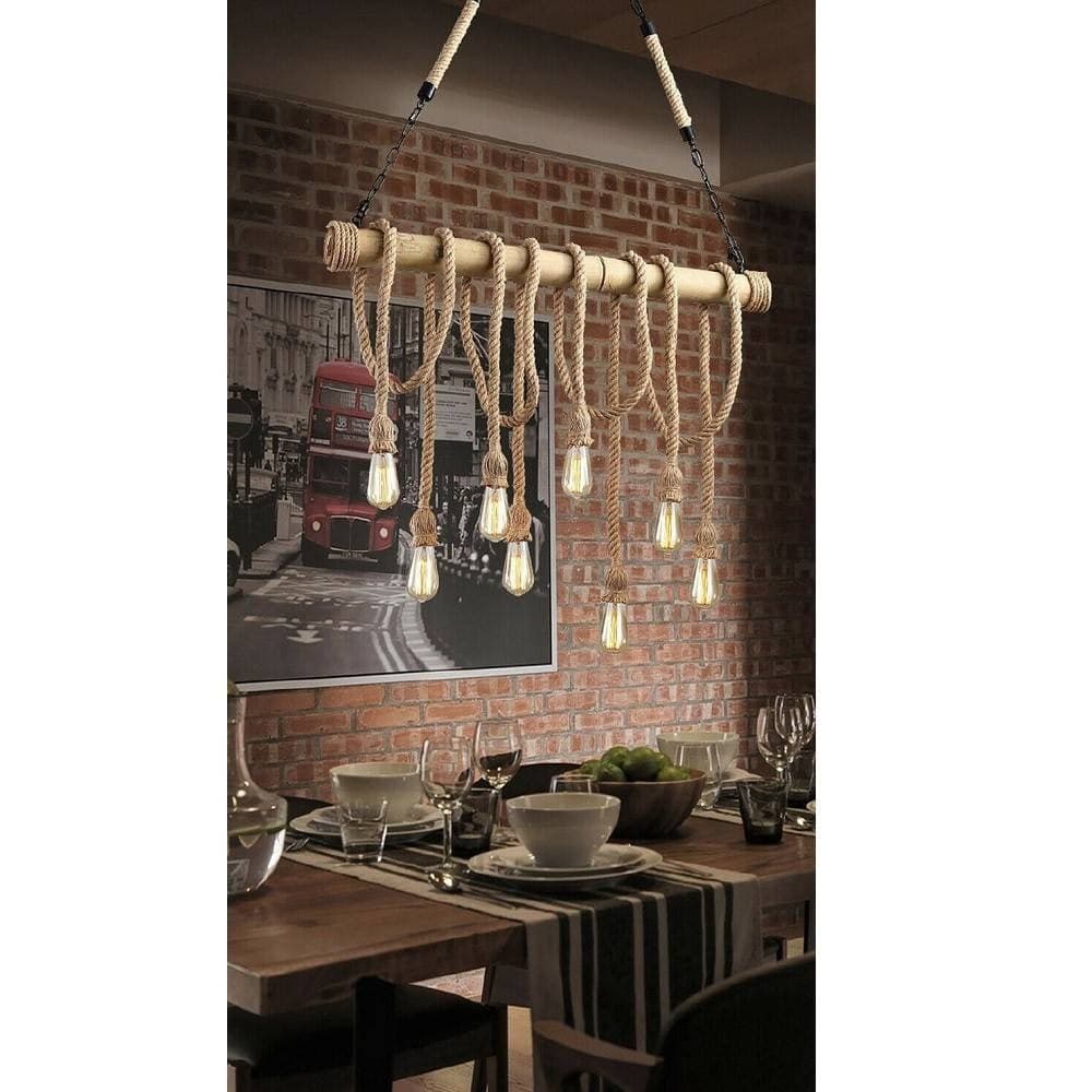Lampadario Country 8 Portalampada E27 Lampada Soffitto Retro Legno Corda B23-8 Casa, arredamento e bricolage > Illuminazione da interno > Lampadari Trade Shop italia - Napoli, Commerciovirtuoso.it