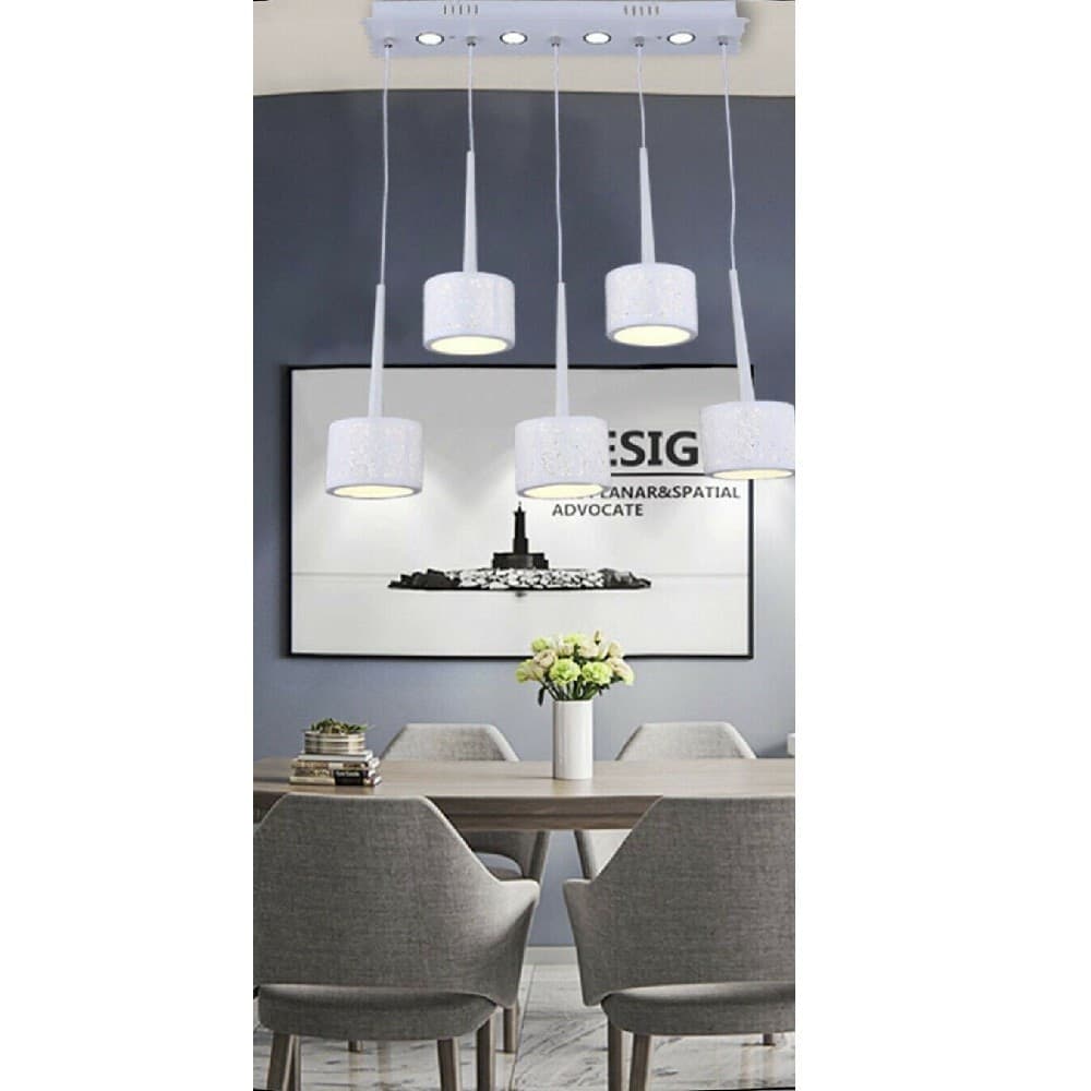 Lampadario-Da-Soffitto-Sospensione-Plafoniera-Paralume-Bianco-3-Accensioni-B10