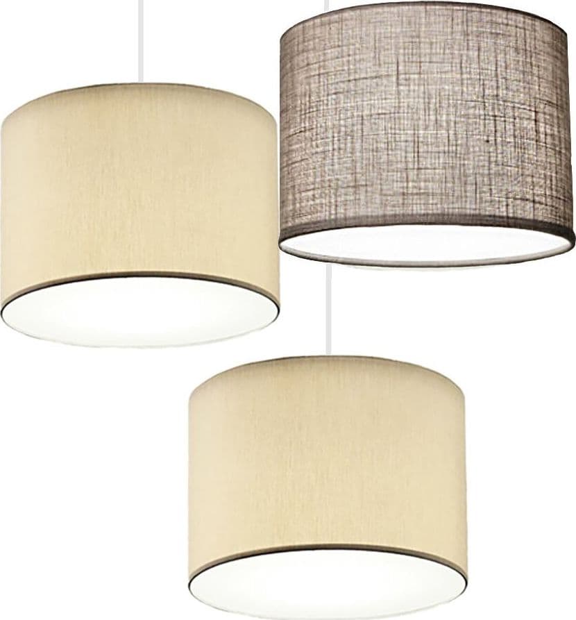 Lampadario-Illuminando-CILINDRO-SP-3-TO-BN-2SA+1TO-E27-LED-tessuto-sabbia-tortora-sospensione-classica-moderna