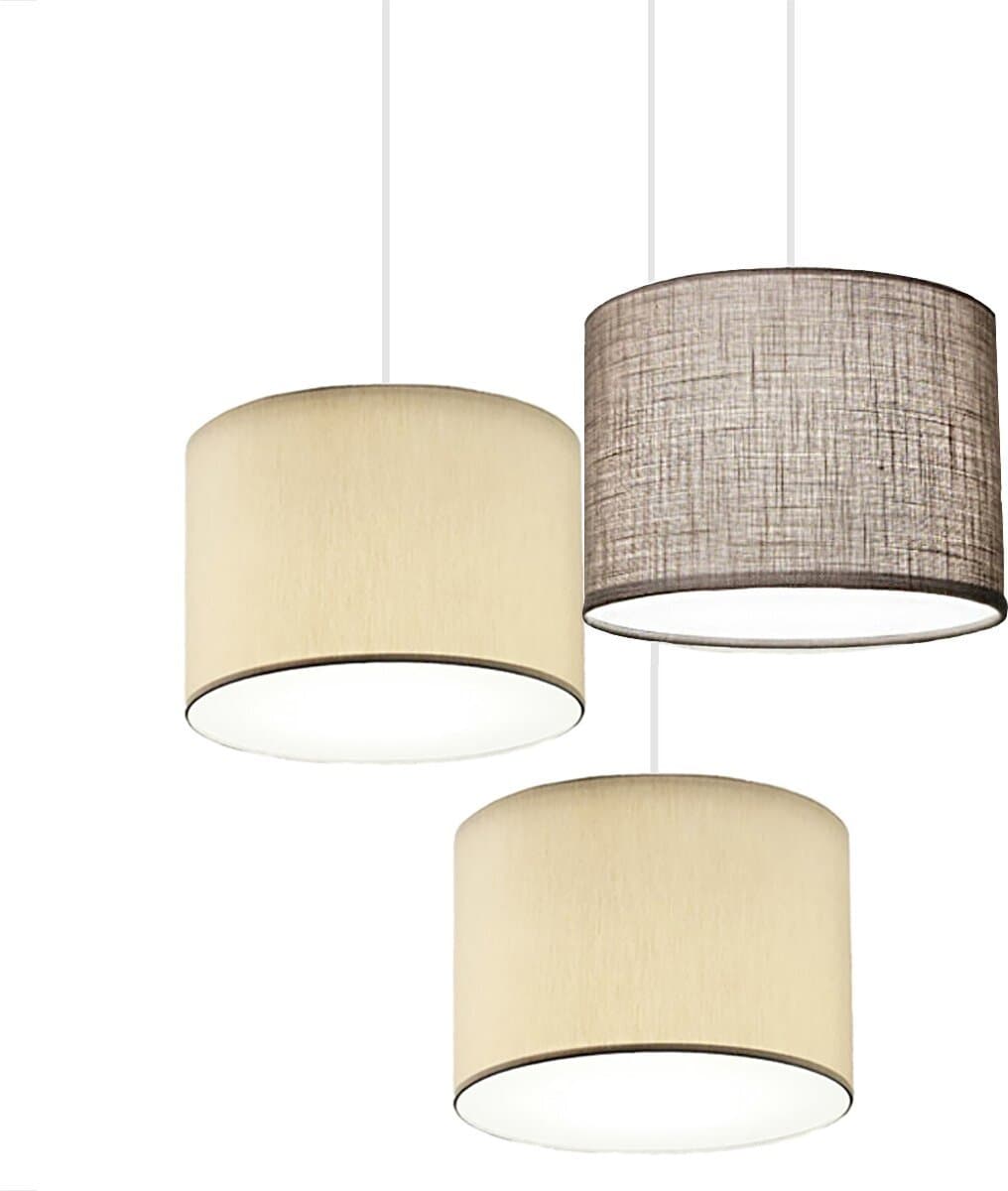 Lampadario-Illuminando-CILINDRO-SP-3-TO-BN-2SA+1TO-E27-LED-tessuto-sabbia-tortora-sospensione-classica-moderna