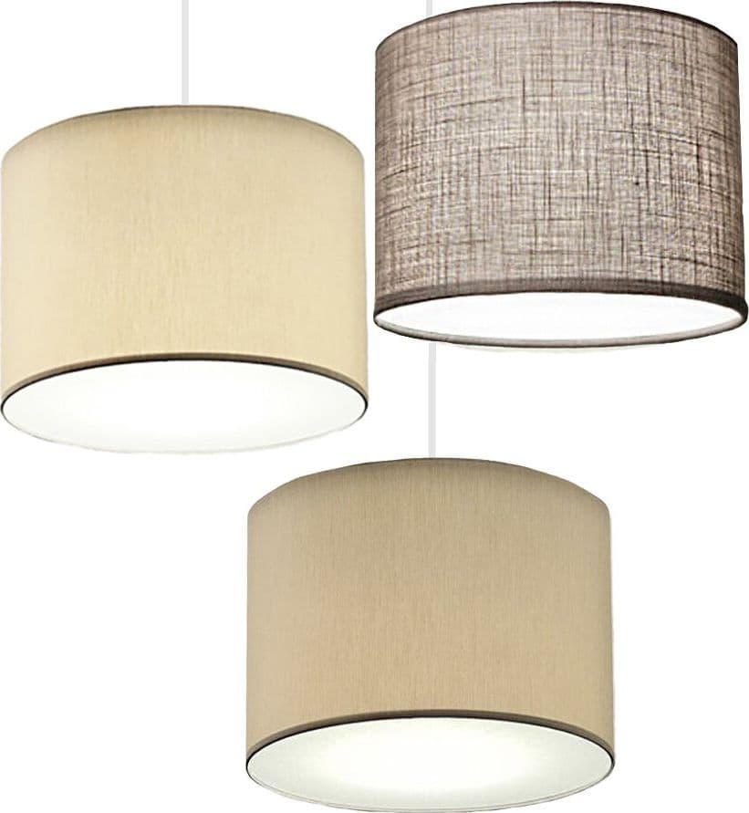 Lampadario-Illuminando-CILINDRO-SP-3-TO-BN-MC-E27-LED-tessuto-sabbia-nocciola-tortora-sospensione-classica-moderna