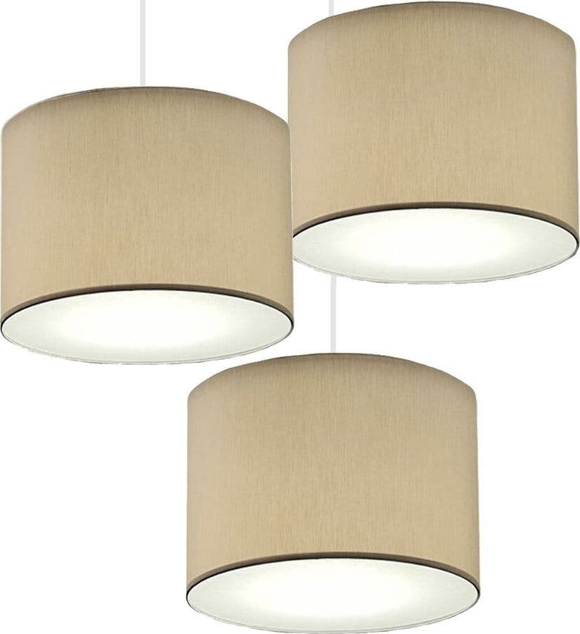 Lampadario-Illuminando-CILINDRO-SP-3-TO-BN-NC-E27-LED-tessuto-nocciola-sospensione-classica-moderna