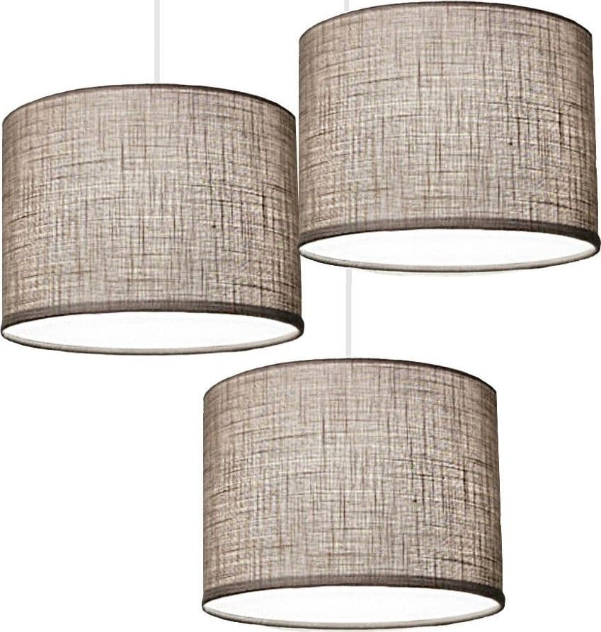 Lampadario-Illuminando-CILINDRO-SP-3-TO-BN-TO-E27-LED-tessuto-tortora-sospensione-classica-moderna