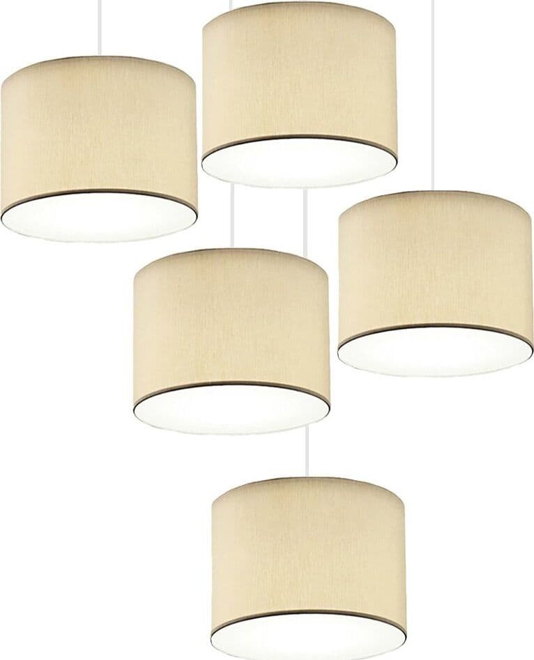 Lampadario-Illuminando-CILINDRO-SP-5G-TO-BN-SB-E27-LED-tessuto-sabbia-sospensione-multiluce-classica-moderna