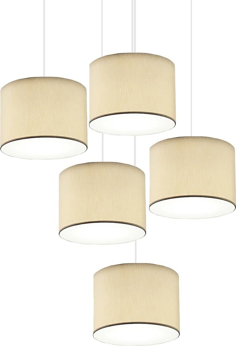 Lampadario-Illuminando-CILINDRO-SP-5G-TO-BN-SB-E27-LED-tessuto-sabbia-sospensione-multiluce-classica-moderna