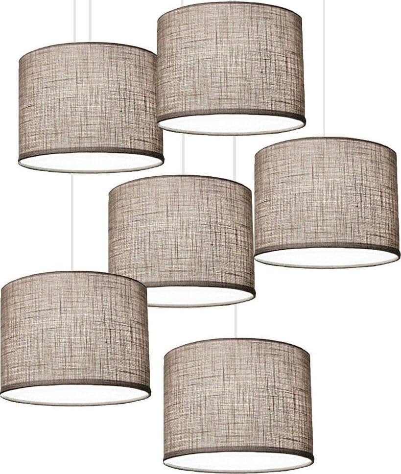 Lampadario-Illuminando-CILINDRO-SP-6G-TO-BN-TO-E27-LED-tessuto-tortora-sospensione-multiluce-classica-moderna