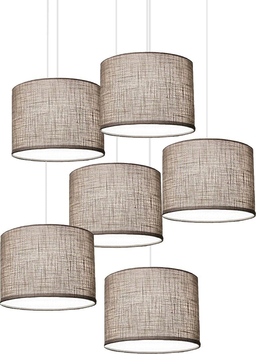 Lampadario-Illuminando-CILINDRO-SP-6G-TO-BN-TO-E27-LED-tessuto-tortora-sospensione-multiluce-classica-moderna