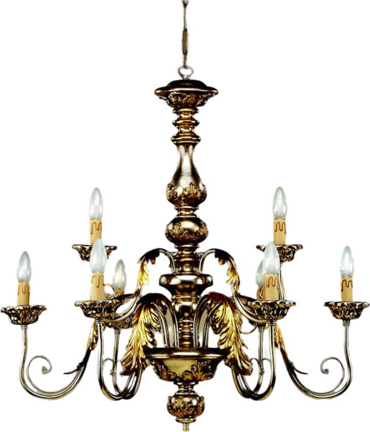 Lampadario-In-Legno-Classico-Argento-Mecca-9-Luci-Gabbiano