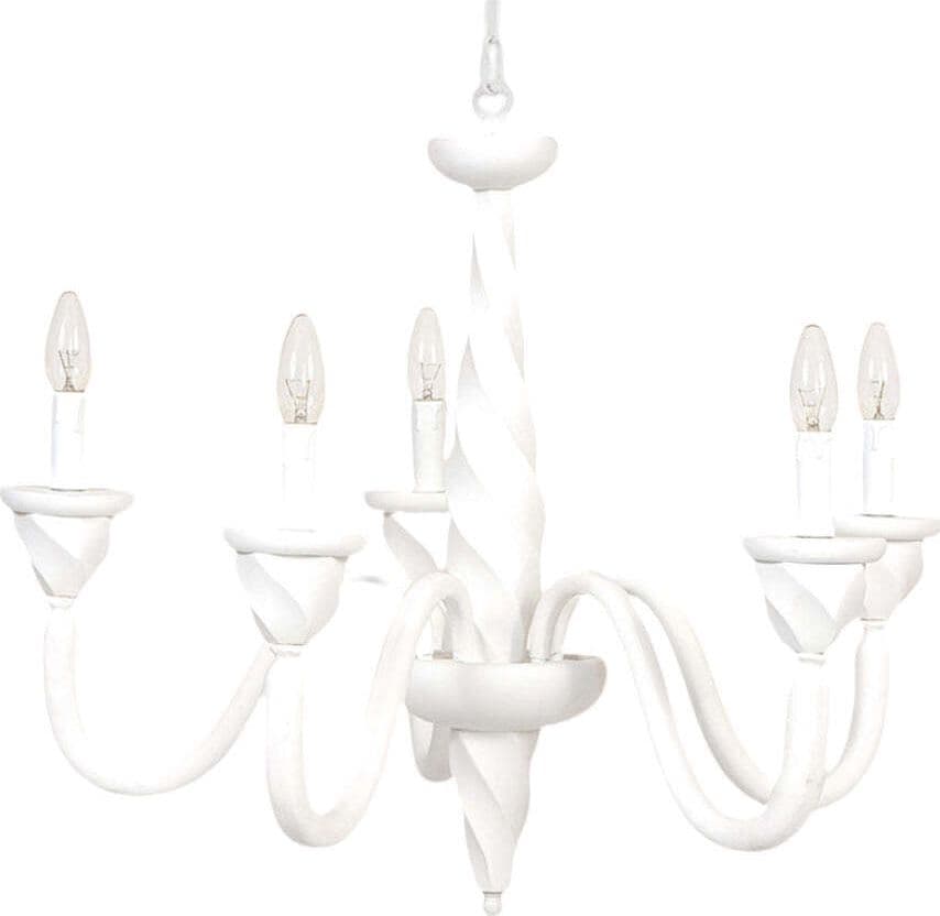 Lampadario-In-Legno-Classico-Bianco-Opaco-5-Luci-Coromorano