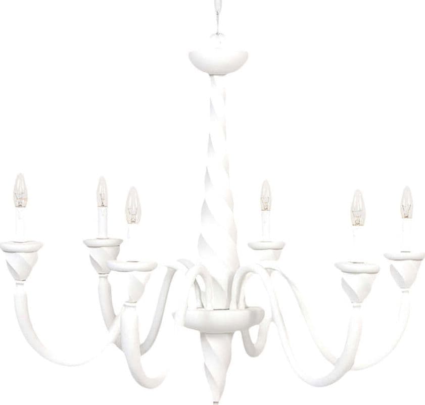 Lampadario-In-Legno-Classico-Bianco-Opaco-6-Luci-Coromorano
