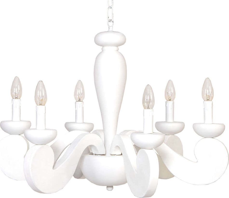 Lampadario-In-Legno-Classico-Bianco-Opaco-6-Luci-Sula