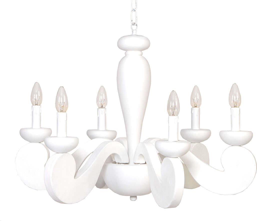 Lampadario-In-Legno-Classico-Bianco-Opaco-6-Luci-Sula