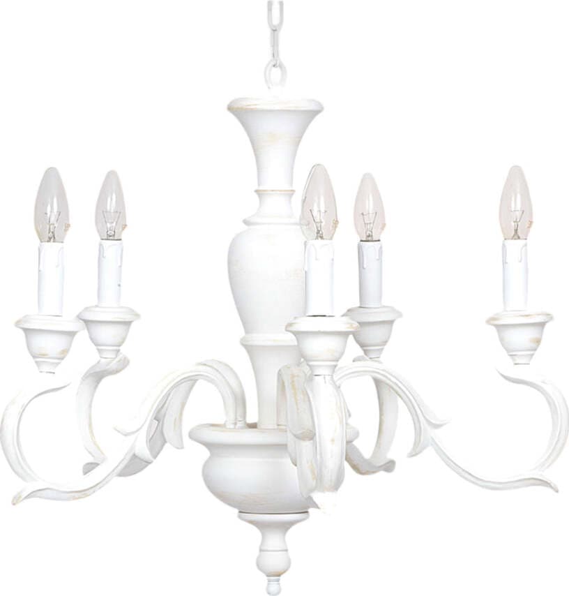 Lampadario-In-Legno-Classico-Bianco-Sciupato-5-Luci-Folaga