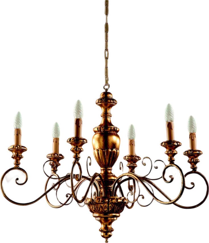 Lampadario-In-Legno-Classico-Oro-6-Luci-Sparviero