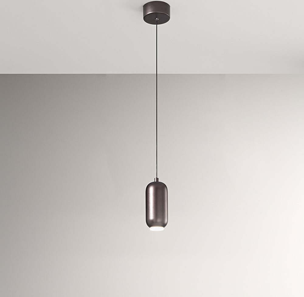 Lampadario-In-Metallo-Contemporaneo-Bullet-Marrone-Led