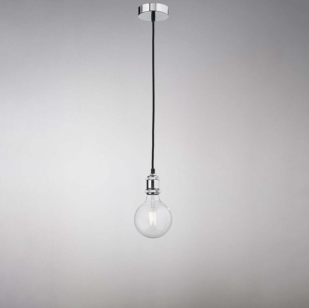 Lampadario-In-Metallo-Industrial-Clean-Cromo-Lucido-1-Luce-E27