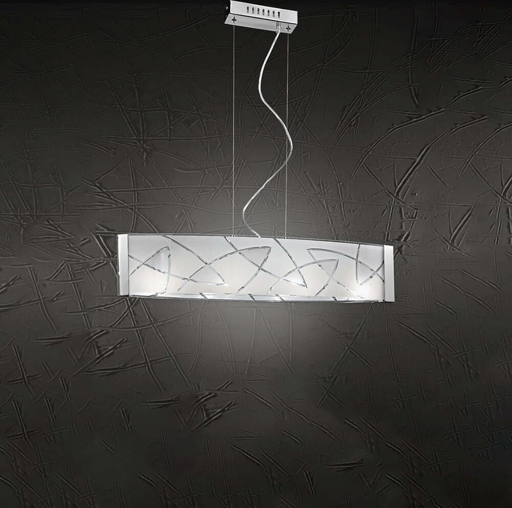 Lampadario-In-Metallo-Moderno-Fish-Cromo-4-Luci-E14