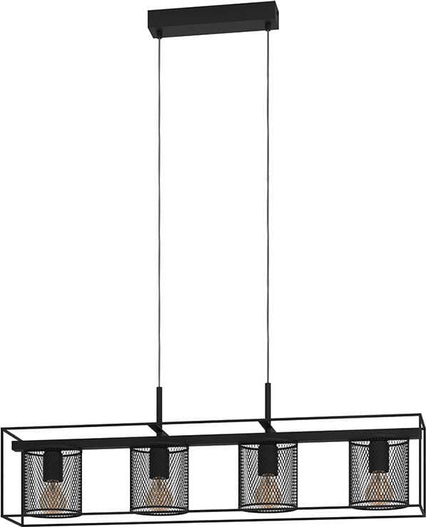 Lampadario-Industrial-Catterick-4-Luci-Acciaio-Nero
