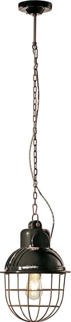 Lampadario-Industrial-Ferro-E-Ceramica-Con-Rete-Vintage-Nero-1-Luce-E27-26Cm