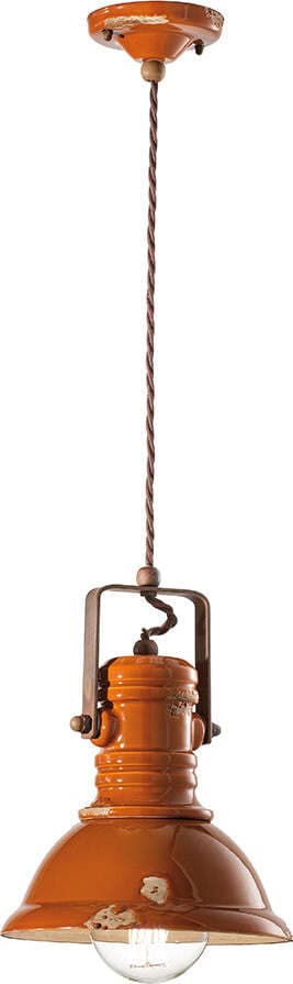 Lampadario-Industrial-Ferro-E-Ceramica-Vintage-Arancio-1-Luce-E27-23Cm