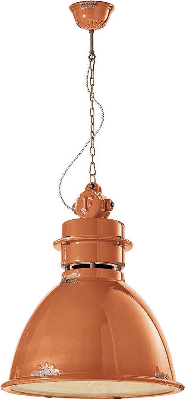 Lampadario-Industrial-Ferro-E-Ceramica-Vintage-Arancio-1-Luce-E27-50Cm