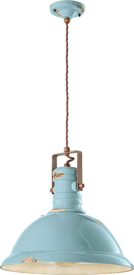 Lampadario-Industrial-Ferro-E-Ceramica-Vintage-Azzurro-1-Luce-E27-40Cm