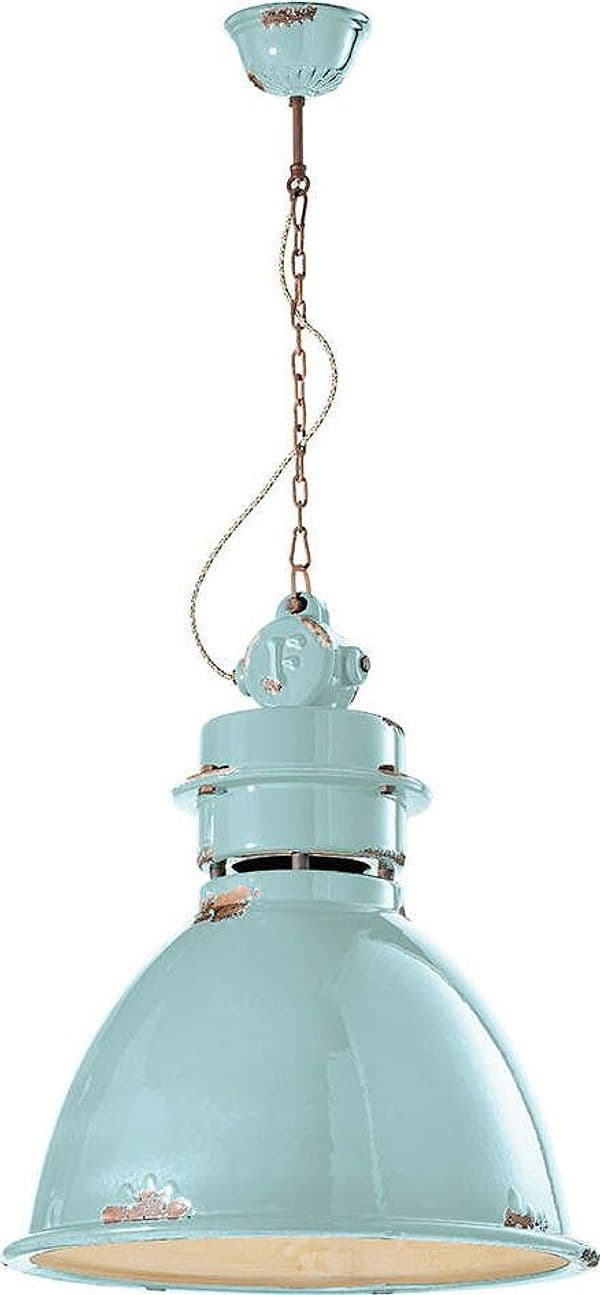 Lampadario-Industrial-Ferro-E-Ceramica-Vintage-Azzurro-1-Luce-E27-50Cm