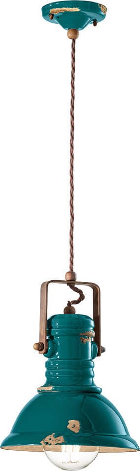 Lampadario-Industrial-Ferro-E-Ceramica-Vintage-Verde-1-Luce-E27-23Cm