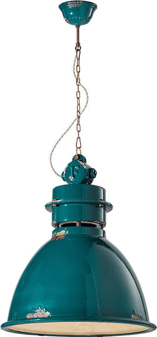 Lampadario-Industrial-Ferro-E-Ceramica-Vintage-Verde-1-Luce-E27-50Cm