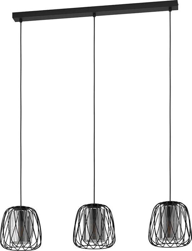 Lampadario-Industrial-Floresta-3-Luci-Acciaio-Nero