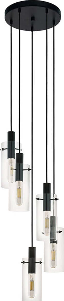Lampadario-Industrial-Montefino-5-Luci-Acciaio-Nero