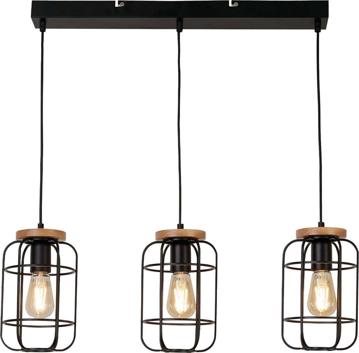 Lampadario-Industrial-Nordico-Visione-Acciaio-Nero-Marrone-3-Luci-E27