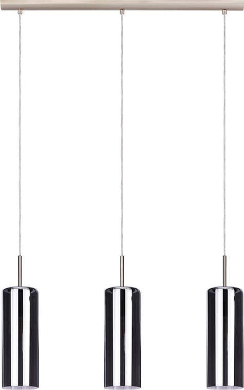 Lampadario-Industrial-Selvino-3-Luci-Acciaio-Grigio-Opaco-Diffusore-Nero
